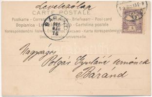 1901 Magyar szecessziós hölgy - litho művészlap / Hungarian Art Nouveau lady art s: Basch Árpád