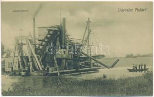 Piski, Simeria; Aranykotró. Főző József kiadása / gold excavator, dredger (fl)