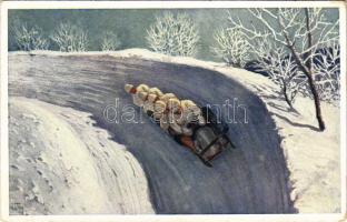 Téli sport, bobszánkó / Winter sport, bobsleigh. B.K.W.I. 518-6. s: Otto Barth