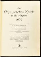 1932 Los Angelesi Olimpia cigaretta gyűjtőkép album kompletten, 142 oldal + kihajtható mellékletek. Kissé kopott egészvászon kötésben. / Los Angeles Olympic Games cigarette images collectors album completed. In linen binding. 142p.