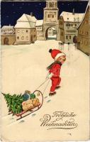 1926 Fröhliche Weihnachten / Boldog Karácsonyi Ünnepeket! / Christmas greeting. Amag No. 2179. litho (EK)