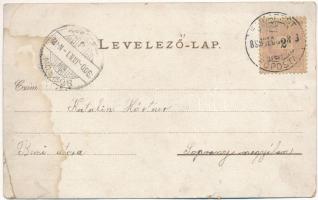 1899 (Vorläufer) Boldog újévet! Iskolába maradnak / New Year greeting, children. litho (fl)