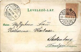 1899 (Vorläufer) Lóherés üdvözlőlap / Greetings with clovers. litho (szakadás / tear)