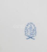 Herendi Viktória mintás leveles tál, kézzel festett, jelzett, fülénél kis repedés, kopott, 20x18 cm