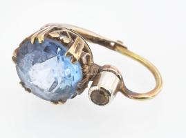 Arany (Au) 14K akvamarinköves fülbevalópár, jelzett, 1,5×0,8 cm, bruttó: 3,4 g