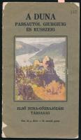 cca 1920-1930 A Duna Passautól Giurgiuig és Russzeig, Első Duna-Gőzhajózási Társaság (DTG), térképpel, szakadt, sérült borítóval, 36 p.