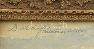 Dul Lajos (1894 - 1966): A Balaton Balatonszepezdnél 1940. Akvarell, papír, Jelzett, üvegezett keret...