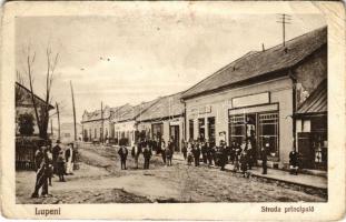 1926 Lupény, Lupeni; Strada principala / Fő utca, üzletek / main street, shops (EB)