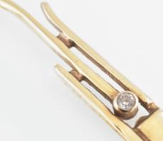Arany (Au) 14K art deco köves fülbevalópár, jelzett, 4,9×0,6 cm, nettó: 4,7 g