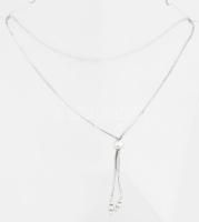 Ezüst(Ag) szögletes kígyó nyaklánc golyós díszítéssel, jelzett, h: 38,5 cm, nettó: 8 g