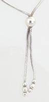 Ezüst(Ag) szögletes kígyó nyaklánc golyós díszítéssel, jelzett, h: 38,5 cm, nettó: 8 g