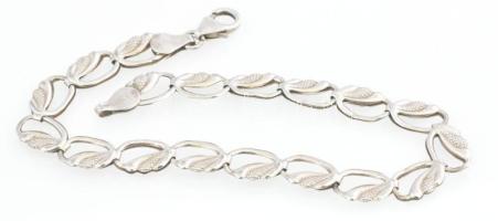 Ezüst(Ag) áttört fantáziaszemes karkötő, jelzett, h: 20 cm, nettó. 4,1 g