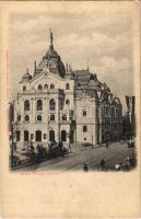 1900 Kassa, Kosice; Nemzeti színház Jogász Estély zászlóval. László Béla kiadása, Kemény felvétele / theatre with flag