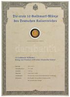 Német Birodalom / Poroszország 1872A 10M Au "I. Vilmos" kapszulában, ismertetővel (3,98g/0...