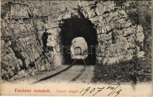 1907 Anina, Stájerlakanina, Steierdorf; vasúti alagút. Hollschütz kiadása / railway tunnel