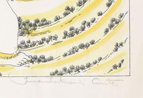 Olvashatatlan jelzéssel, horvát művész (Ante...?): Illusztráció. Vegyes technika, papír. 16,2x13,5 c...