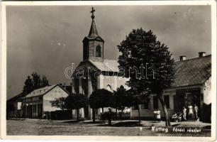 Retteg, Reteag; Fő tér templommal, Szőllősy Gyula üzlete / main square, church, shop