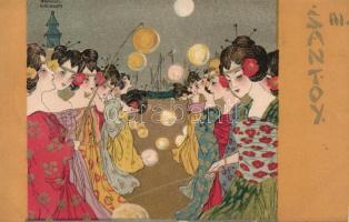 Japanese ladies litho s: Raphael Kirchner