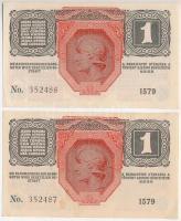 1916. 1K zöld "DEUTSCHÖSTERREICH" felülbélyegzéssel (2x) sorszámkövetők T:AU,XF egyiken fo...