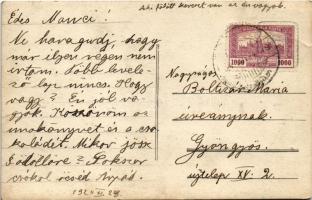 1924 Gödöllő, diákok csoportképe papokkal a Premontrei gimnázium lépcsőin. photo