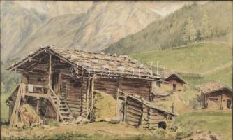 Reissmann Károly Miksa (1856-1917): Dachstein környéke. Akvarell, papír, jelzett, 16x26 cm. Üvegezett, sérült fakeretben.