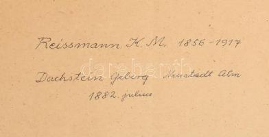 Reissmann Károly Miksa (1856-1917): Dachstein környéke. Akvarell, papír, jelzett, 16x26 cm. Üvegezet...