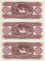 1992. 100Ft (3x) sorszámkövetők "B 400 098407 - B 400 098409" T:F szép papír, az egyiken k...