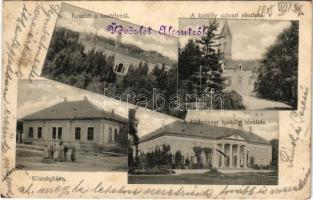 1905 Alcsút, Főhercegi kastély, udvari részlet, községháza. Weisz Manó kiadása (ázott sarok / wet corner)