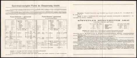 1913 Magyar-Horvát Tengeri Gőzhajózási Részvénytársaság, Fiume menetrend