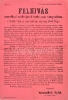 1892 Komárom, Felhívás amerikai szőlőoltási tanfolyam tárgyában, mely a tatai uradalmi majorban lesz megtartva, 45×31 cm