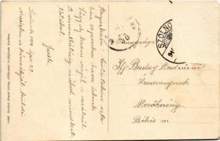 1914 Szolnok, vasútállomás, gőzmozdony, vonatok. Gettler József kiadása (Rb)