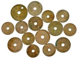 Románia 1905-1906. 5b Cu-Ni (8db, 3xklf) + 1905-1906. 10b Cu-Ni (6db, 3xklf) + 1905. 20b Cu-Ni (átfúrt) T:XF-F Romania 1905-1906. 5 Bani Cu-Ni (8pcs, 3xdiff) + 1905-1906. 10 Bani Cu-Ni (6pcs, 3xdiff) + 1905. 20 Bani Cu-Ni (holed) C:XF-F