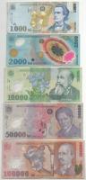 Románia 1998-2001. 1000L-100.000L (5xklf) T:XF-F Romania 1998-2001. 1000 Lei - 100.000 Lei (5xdiff) C:XF-F