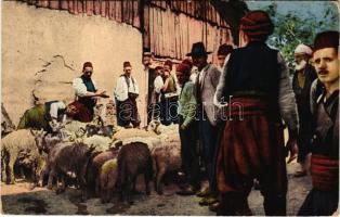 1915 Sarajevo, Bosnien Schafmarkt. Verlag v. Daniel A. Kajon / Bosnian sheep market (Rb)