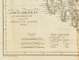1834 Görögország földképe a legújabb változások szerint, rajzolta: Erhárd A., kiadta: Kultsár István...