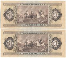 1980. 50Ft (2x) sorszámkövetők "D 295 085801 - D 295 085802" nyomdai papírránccal T:VF,F s...