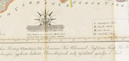 1811 Liptó vármegye térképe, metszet, foltos, szakadással, 35×47 cm