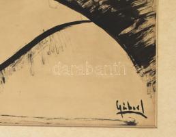 Gábor J jelzéssel: Női portré. Tus, papír, üvegezett fakeretben. 34x29,5 cm