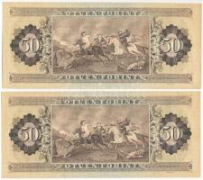 1986. 50Ft (2x) sorszámkövetők "D 450 021623 - D 450 021624" nyomdai papírránccal T:AU
Ad...