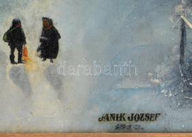 Janik József jelzéssel: Téli alkony, 1916. Olaj, vászon. Javított. Fakeretben, 55,5x41,5 cm