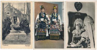 6 RÉGI magyar népviseletes motívum képeslap vegyes minőségben / 6 pre-1945 Hungarian folklore motive postcards in mixed quality