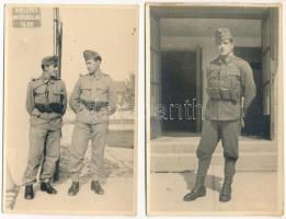 2 db régi magyar katonai fotó képeslap: belépés Hatóságilag Tilos / 2 pre-1945 Hungarian military photo postcards, soldiers