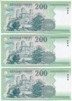 2007. 200Ft (3x) sorszámkövetők "FC 1619666 - FC 1619668" T:UNC,AU