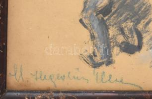 Hegedűs Ella, Moskovits Árpádné (1900 körül - ?): Munka közben. Vegyes technika, papír. Üvegezett fa...