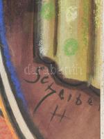 Scheiber H jelzéssel: Bárban. Vegyes technika, papír. Üvegezett fakeretben. 47,5x37 cm