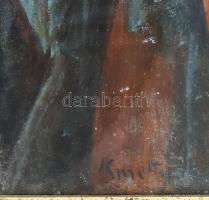 Olvashatatlan (Kmetty?) jelzéssel: Katonák. Olaj, vászon, sérült. Üvegezett, sérült fakeretben. 39,5...