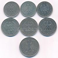 NSZK 1972-1993. 1M Cu-Ni (3xklf) + 1973-1990. 2M Cu-Ni (3xklf) + 1976F 5M Cu-Ni T:XF-F GFR 1972-1993...