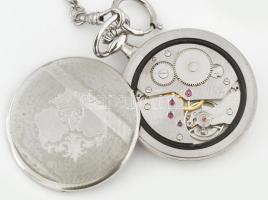 Davosa svájci mechanikus zsebóra, működő, szép állapotban, fém tokkal, fém lánccal d: 45 mm