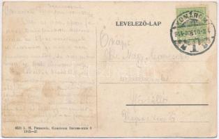 1914 Komárom, Komárnó; Otthon kávéház belseje, játék terem, biliárdasztalok / cafe interior, game ha...