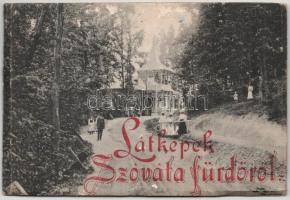 Szováta-fürdő, Baile Sovata; Kelemen Ádám kereskedő kiadása 1907. - nem képeslapos hátoldalú leporellofüzet 5 lappal (Fekete-tó, Vigadó, Bercsényi szálloda, Illyes és Egyetértés villa) / non-postcard leporello booklet with 5 images (lake, hotel, villas) (r)